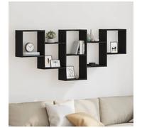 Wall Shelf Floating Black Oak 159x18x66 cm Engineered Wood Space-Saver Max 25kg.