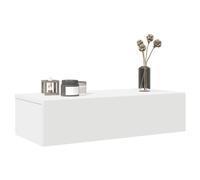 Wall Shelf Floating Cabinet White 60x26.5x15cm Engineered Wood 2 Drawer Slim Top