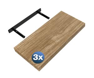 Wall shelf Floating shelf 50cm set of 3 oak + bracket