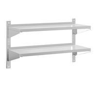 vidaXL 2-Tier Wall Shelf 100x40x60 cm Silver Stainless Steel