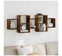Wall Shelf Floating Smoked Oak 129x18x42cm Engineered Wood Space-Saving EasyFix