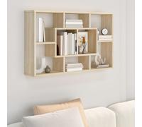 Wall Shelf Floating Smoked Oak 85x16x52.5cm Engineered Wood 8 Compartment