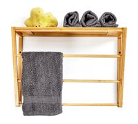 Wall shelf for the bathroom 3 towel rails top shelf 42 x 30 x 20 cm bamboo