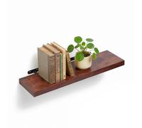 Relaxdays floating wall shelf, wood-effect & metal, books & decor, for living room, hallway, kitchen, sizes & colours