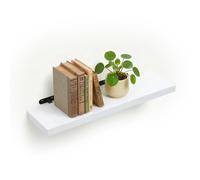 Relaxdays floating wall shelf, wood-effect & metal, books & decor, for living room, hallway, kitchen, sizes & colours