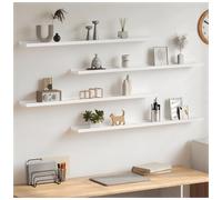 Wall Shelf High Gloss White MDF 100x9x3 cm Floating Display Storage 4pc Set4pcs