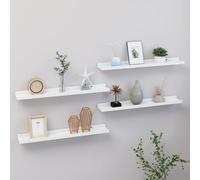 Wall Shelf High Gloss White MDF 60x9x3 cm Floating Display Shelf Pack Set of 4