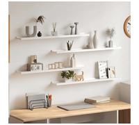 Wall Shelf High Gloss White MDF 80x9x3 cm Floating Display Shelf Set of 2pcs UK