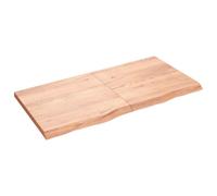 Wall Shelf Light Brown Solid Oak 120x60x4cm Live Edge Varnished Rustic Handmade