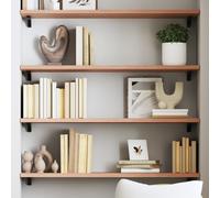 Wall shelf Light Brown Solid Oak 80x30x2 cm Live Edge Rustic Handmade Varnished