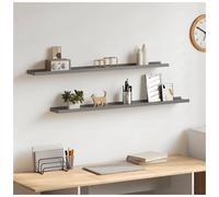 Wall Shelf MDF Grey 100x9x3 cm Floating Display Shelves Set of 2 Heavy-Duty Pack