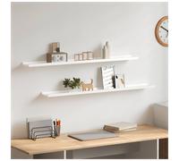 Wall Shelf MDF High Gloss White 100x9x3cm Floating 2pc Durable Storage WallMount