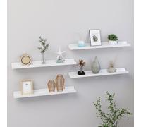 Wall Shelf MDF High Gloss White 60x9x3 cm Set of 4 Slim Floating Shelves UK Home