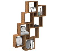 Wall Shelf Old Wood 90x15x119cm Engineered Wood 8-Shelf Floating Storage Display