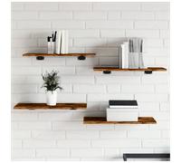 Wall Shelf Pack 4 Smoked Oak 60x30x1.5cm Engineered Wood Floating Display Units