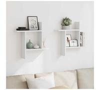Wall Shelf Pair White Engineered Wood 50x12x50cm Floating Display Shelves Modern