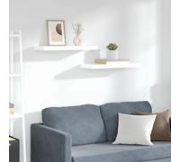 Wall Shelf Set 2pcs High Gloss White 60x23.5x3.8cm Honeycomb MDF Invisible Mount