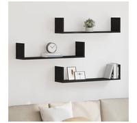 Wall Shelf Set 3pc Black Oak 80x18x18cm Engineered Wood Floating Display Storage