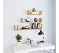 Wall Shelf Set 3pc Sonoma oak Engineered Wood 60/45/30x15x10cm Floating U-shape