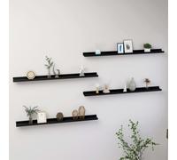 Wall Shelf Set 4 pcs Black MDF 100x9x3 cm High Gloss Floating Display forHomeUse