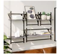 Wall Shelf Set 4-Piece Grey Sonoma Engineered Wood Metal Floating 30x25x65cm