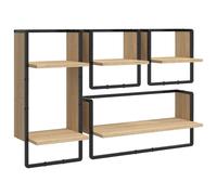 Wall Shelf Set 4 Piece with Bars Rack Sonoma Oak Engineered Wood vidaXL