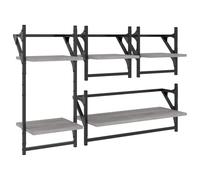 (black) vidaXL Wall Shelf Set 4 Piece with Bars Wall Mounted Shelf Engineered Wood