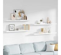 Wall Shelf Set 4pc High Gloss White 120x23.5x3.8 cm Honeycomb MDF Metal Floating