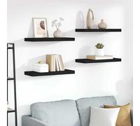 Wall Shelf Set 4pcs Black Honeycomb MDF Metal Modern Floating 60x23.5x3.8 cm Eco