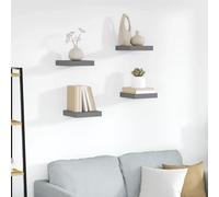 Wall Shelf Set 4pcs High Gloss Grey Honeycomb MDF Metal Frame 23x23.5x3.8cm Mtg