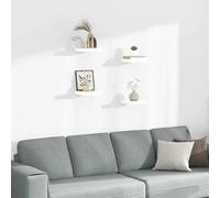 Wall Shelf Set 4pcs High Gloss White 23x23.5x3.8cm Floating Honeycomb MDF Metal