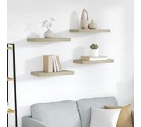 Wall Shelf Set 4pcs Oak Honeycomb MDF Metal 50x23x3.8cm Floating Display Shelves