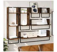 Wall Shelf Set 6 FloatingSmoked Oak 100x25x30cm Engineered Wood Durable Mounting