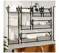 Wall Shelf Set 6-Piece Grey Sonoma Engineered Wood & Metal 100x25x30cm Floating