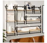 Wall Shelf Set 6-Piece Sonoma Oak 100x25x30cm Engineered Wood & Metal Floating.