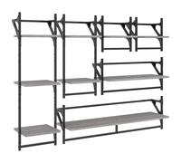 vidaXL Wall Shelf Set 6 Piece with Bars Rack Grey Sonoma Engineered Wood - Floating Shelves for Living Room, Bedroom, Hallway