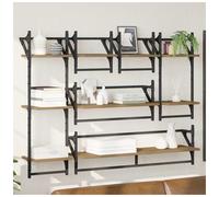 vidaXL 9 Shelf Artisan Oak Wall Shelf Set of 6