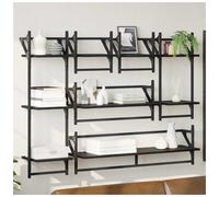 Wall Shelf Set 6pcs Black Oak Engineered Wood 100x25x30cm Modern for Livingrooms