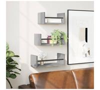 Wall Shelf Set Grey Sonoma 3-Tier Engineered Wood 40x16x14cm Modern Wall Rack XL