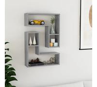 Wall shelf set of 2 Concrete grey 50x15x50 cm Engineered wood display cube sleek