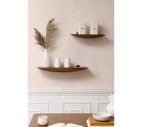 Wall Shelf Set of 2 Solid Wood Wall Mounted Shelf Bookshelves - Hutch MH London Walnut One Size
