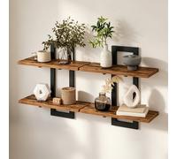 Wall shelf set of 2 wood & metal, wall-mounted, easy assembly