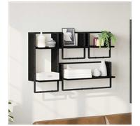 Wall Shelf Set of 4 Black Oak Engineered Wood 65x25x30cm Metal Frame Floating XL