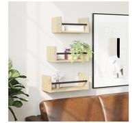 (sonoma oak) vidaXL Wall Shelf Set 3 Piece with Bars Floating Shelf Rack Engineered wood