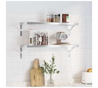Wall Shelf Silver Stainless Steel Floating Shelf 75x23.5cm Brushed Finish 50kg.