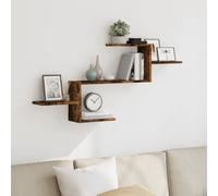 Wall Shelf Smoked Oak 104x15x49 cm Engineered Wood Floating Display Shelf Slim.