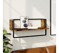 Wall Shelf Smoked Oak 65x25x30 cm Engineered Wood with Metal Bar Floating Modern