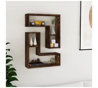 Wall Shelf Smoked Oak Engineered Wood 50x50x15 cm Matte Floating Storage 2pcs UK