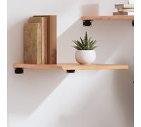 Wall Shelf Solid Oak Live Edge Light Brown 40x50x2 cm Rustic Handmade Varnished