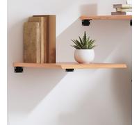 Wall Shelf Solid Oak Live Edge Light Brown 40x60x2 cm Rustic Varnished Handmade